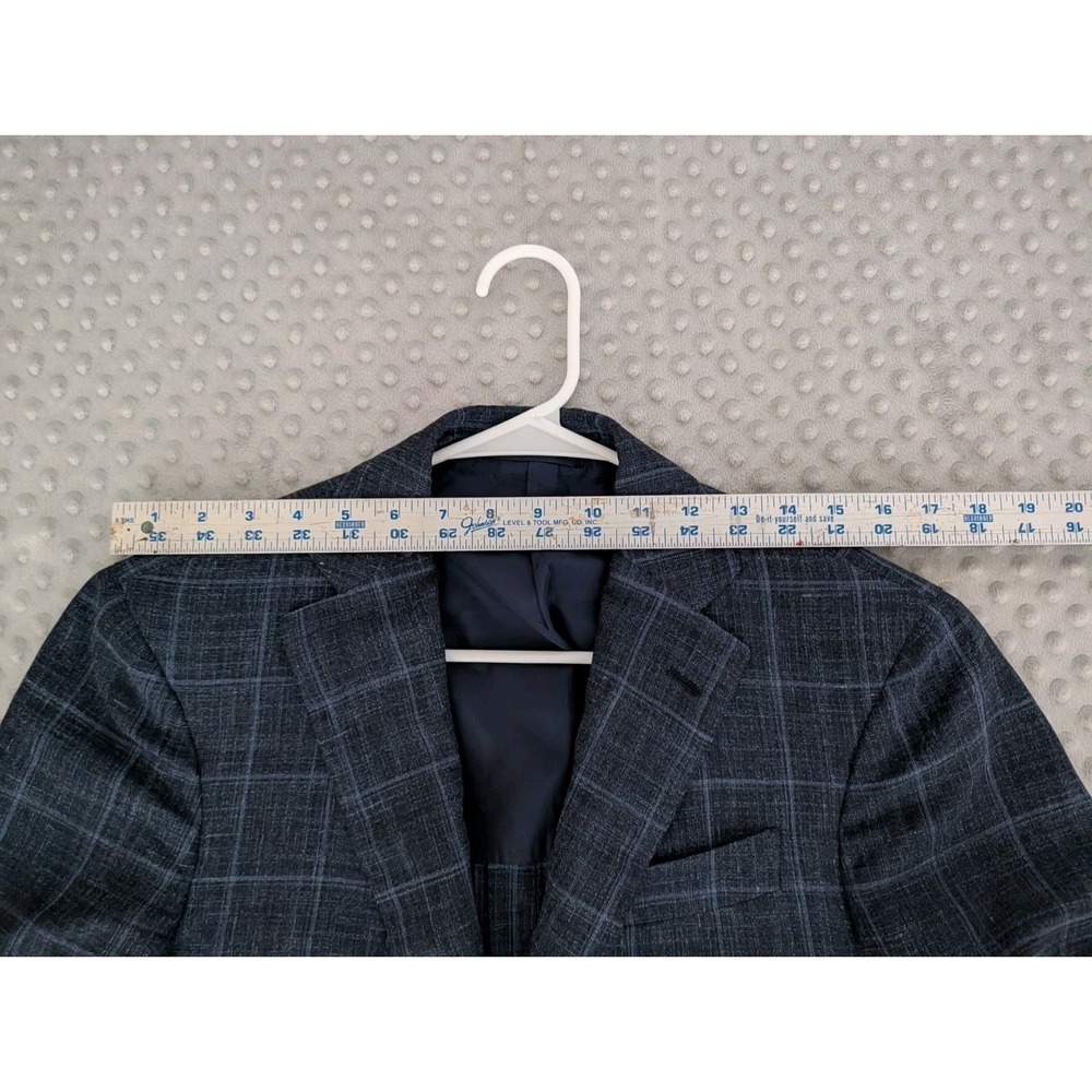 Sid Mashburn Blazer Men's 36S Navy Check Wool Silk Linen Suit Jacket Half Lined - Picture 10 of 16